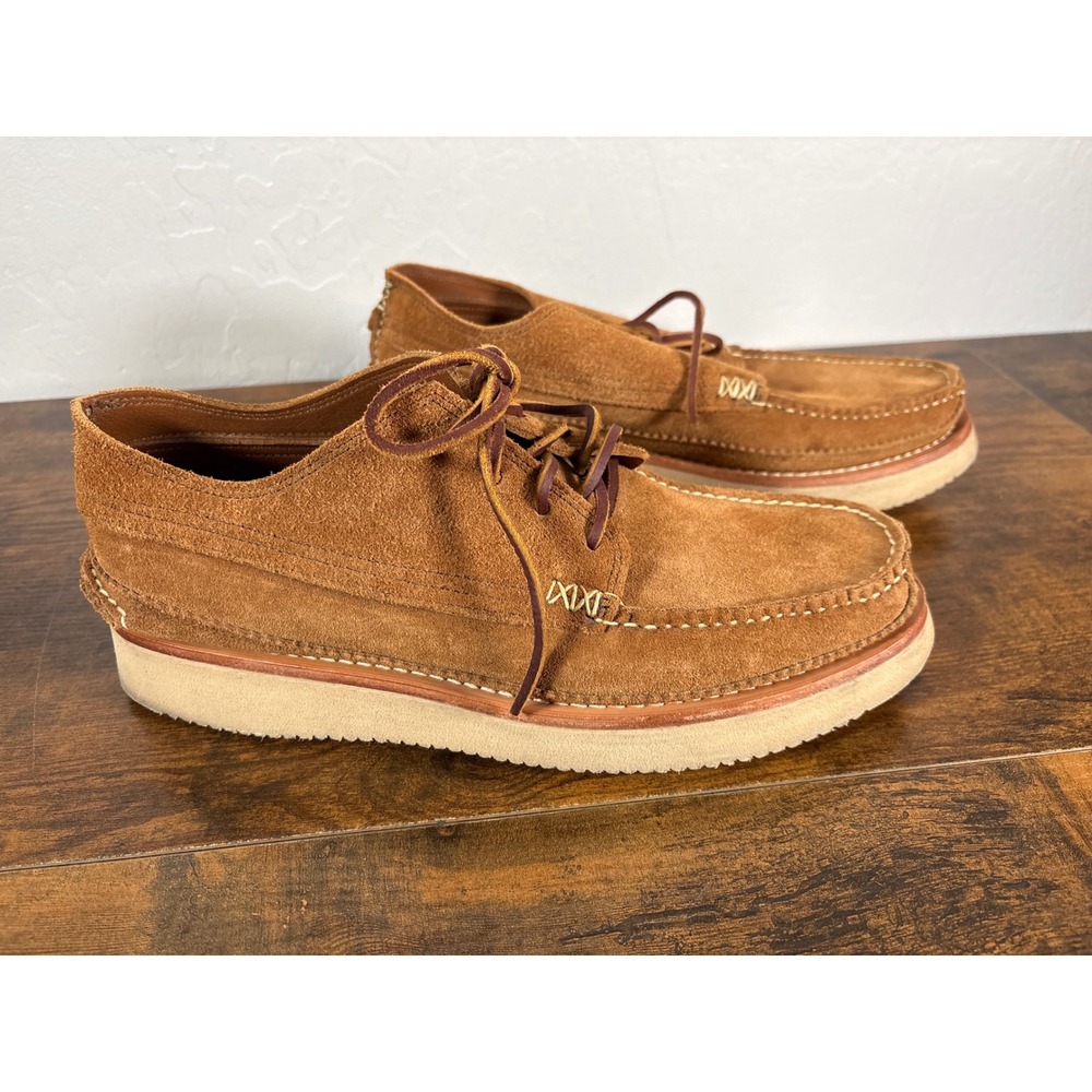 Yuketen Maine Guide Ox Rocker Brown Suede Vibram Wedge Mens 10 Handcrafted USA